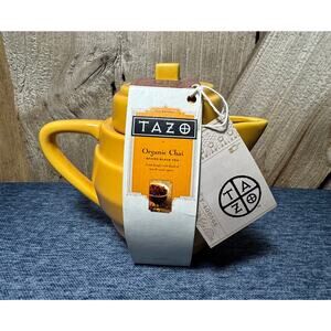 NWT Discontinued 2009 TAZO Organic Spiced Black Tea Yellow Teapot